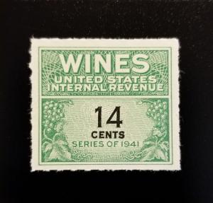 1942 14c U.S. Internal Revenue, Cordial & Wine, Green Scott RE126 Mint NH 