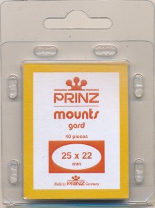 Prinz Scott Stamp Mount Size 25/22 mm - CLEAR - Pack of 40 (25x22  25mm) PRECUT