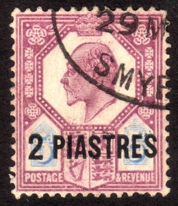 1906, Turkey British Post Offices 2p, Used, Sc 14