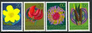 LIECHTENSTEIN 1972 FLOWERS Set Sc 500-503 MNH