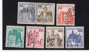 Germany 1977-79 10pf to 90pf Castle Series Scott 1231-1232, 1234-1237, 1239 used