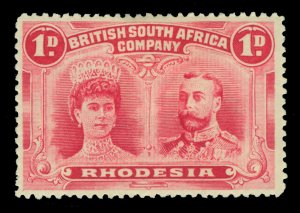 British SOUTH AFRICA  RHODESIA 1910 Double Heads 1d rose Perf.14 Sc# 102 mint MH