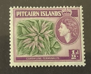 Pitcairn Islands 1957 Scott 20 MH - 1/2p, Ti plant