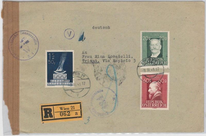 57226  - Sport  OLYMPIC GAMES -  AUSTRIA - POSTAL HISTORY: REGISTERED COVER 1948