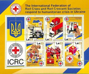 A9299 - SAW LION - MISPERF ERROR Stamp Sheet - 2022 - RED CROSS in Ukraine-