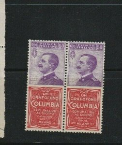 Italy Stamp MNH Block of 2 Pairs  - Sc# 105c Columbia Advertisement - Read Desc