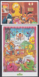 SAMOA Sc# 789-90 CPL MNH SHEET of 9 + S/S - SESAME STREET