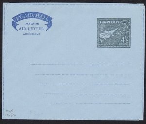 CYPRUS GVI 4½p aerogramme fine unused......................................B5163