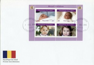 Chad Royalty Stamps 2019 FDC Royal Children Prince Archie George 4v M/S