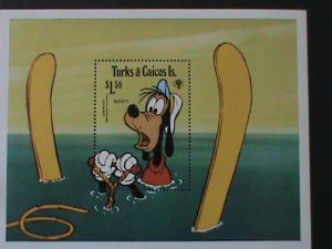 TURKS & CAICOS IS-WALT DISNEY-CARTOON MOVIE-GOOFY -MNH S/S-VERY FINE