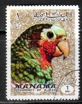 Bird, Parrot, Manama stamp used