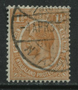 Nyasaland KGV 1921 1 1/2d orange used