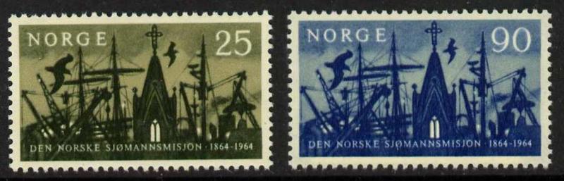 Norway 456-7 MNH Church, Ships, Seaman's Mission