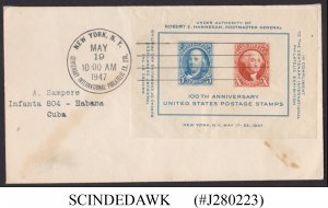 UNITED STATES - 1947 CENTENARY OF INTERNATIONAL PHILATELIC EX. COVER WITH CANCL.