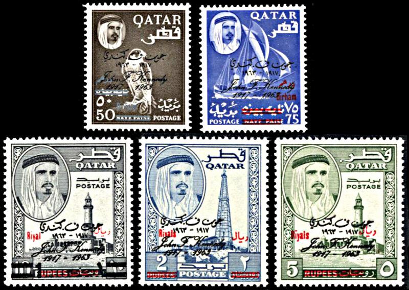 Qatar 111-111D, MNH, Surcharges on  J.F. Kennedy Memorial