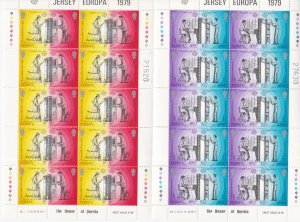 Jersey # 202-204, Europa, Communications, Full Sheets, Mint NH, 1/2 Cat.