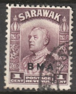 Sarawak Scott 135 - SG126, 1945 BMA Overprint 1c used