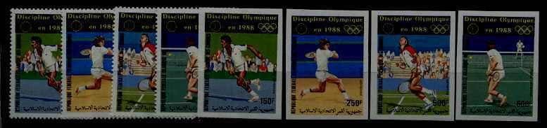 Comoro C167-70 MNH Olympic-88/Tennis perf.+imper