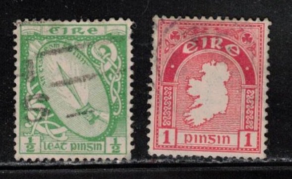 IRELAND Scott # 65-6 Used - Sword & Map