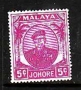 Malaya Johore-Sc#134- id8-unused NH 5c rose vio-1952-