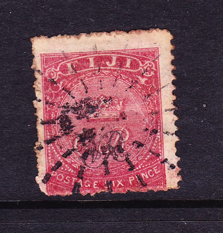 FIJI  1876-77  6d CARMINE  VR   FU SG 33a        