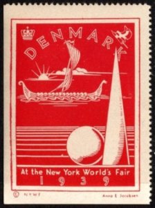 1939 US Poster Stamp New York's World's Fair Denmark Exhibition MNH