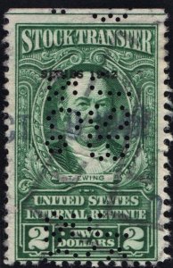 RD128 $2.00 Stock Transfer Stamp (1942) Perfin