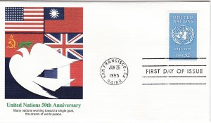 United States # 2974, U.N. 50th Anniversary, Fleetwood First Day Cover