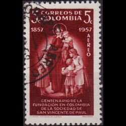 COLOMBIA 1957 - Scott# C304 St.Vincent de Paul Set of 1 Used