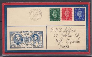 GB KGVI 1937 Illustrated Coronation Cover To High Wycombe Postal History BP8858