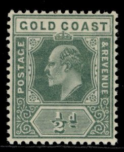 GOLD COAST EDVII SG59, ½d dull green, LH MINT. Cat £12.