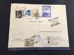 Spain Canary Islands 1937 Airmail  overprint to Saale  postal cover Ref 62611