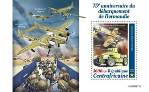 Central Africa - 2019 WWII Normandy Landings - Stamp Souvenir Sheet - CA190811b