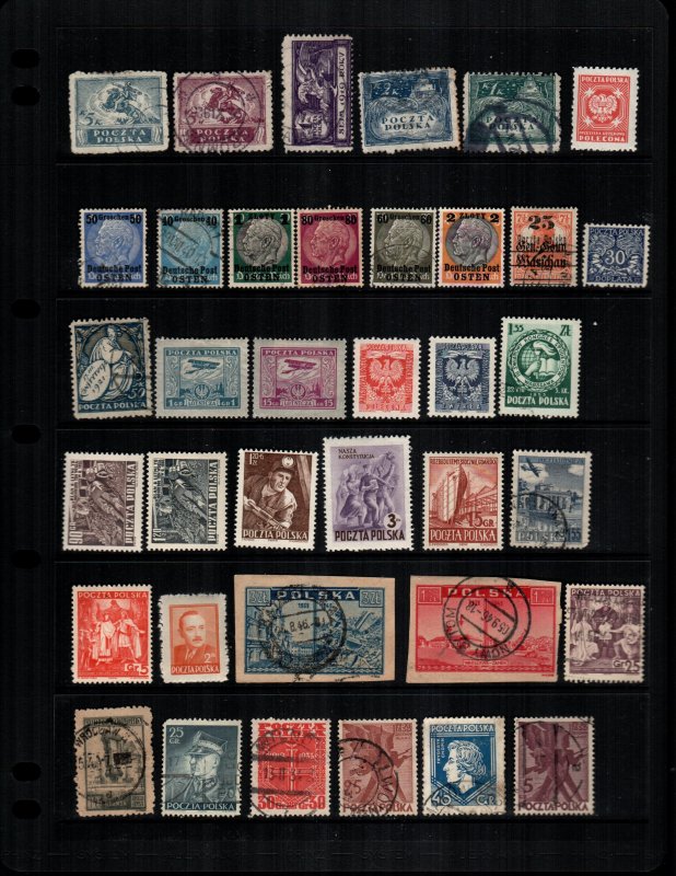 Poland  34  different mint hinged and used