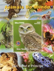 Sao Tome and Principe 2005 Freemasonry/Lions/Fauna/Owls  SS #2  MNH