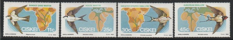 1984 South Africa - Ciskei - Sc 73-6 - MNH VF - 4 singles - Birds/Maps