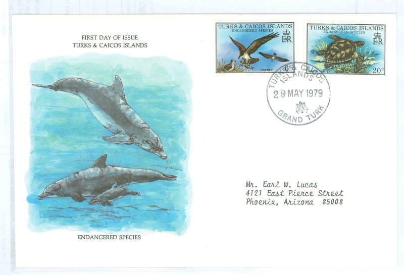 Turks & Caicos Islands 380-381 1979 Endangered Species,  Addressed Postal Commemorative Society FDC