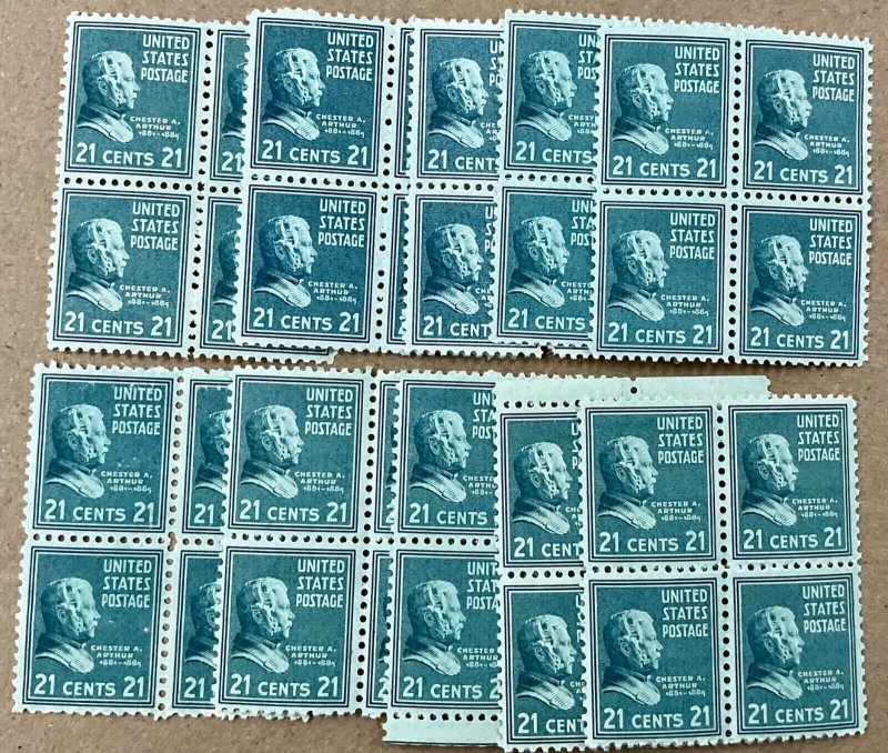 826  Chester A. Arthur, Prexie Series 21 cent VF MNH 40 stamps FV $8.40 1938