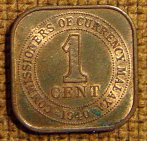 C23 Malaya 1940 1 cent cv $1.50