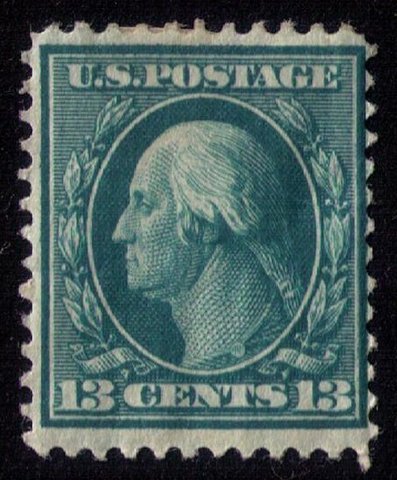 US Sc 339 MH 13c Blue Green F-VF Cat. $40.00