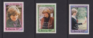 Liberia   #962-964  MNH  1982  Diana portraits . overprint royal baby