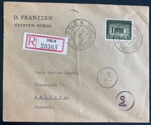 1941 Oslo Norway Registered First Day Cover FDC To Aalborg Denmark