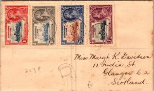 1935 St Kitts St Christopher Stamps Registered mail Cover To Glasgow Scotland