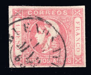 MOMEN: BUENOS AIRES #12 ROSE IMPERF 1862 USED XF LOT #66749*