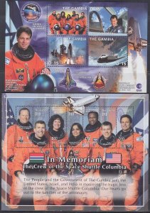 GAMBIA Sc# 2729-30 MNH SHEET & S/S for SPACE SHUTTLE COLUMBUS DISASTER