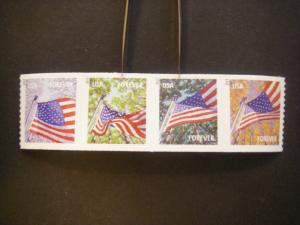 Scott 4774-7 or 4777a, Forever Flag for All Seasons, coil strip of 4, MNH Beauty