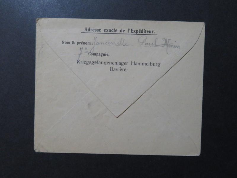 Germany WWI Hammelburg POW Cover to Paris - Z9714