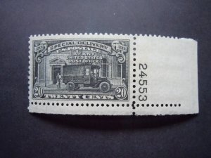 E19 20c Post Office Truck Special Delivery Plate # Single MNH OG XF #1a