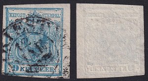 Austria - 1850 - Scott #5 - used - Type II - TRIEST Franco pmk - border print