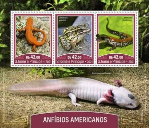 St Thomas - 2021 American Amphibians, Salamander - 3 Stamp Sheet - ST210541a